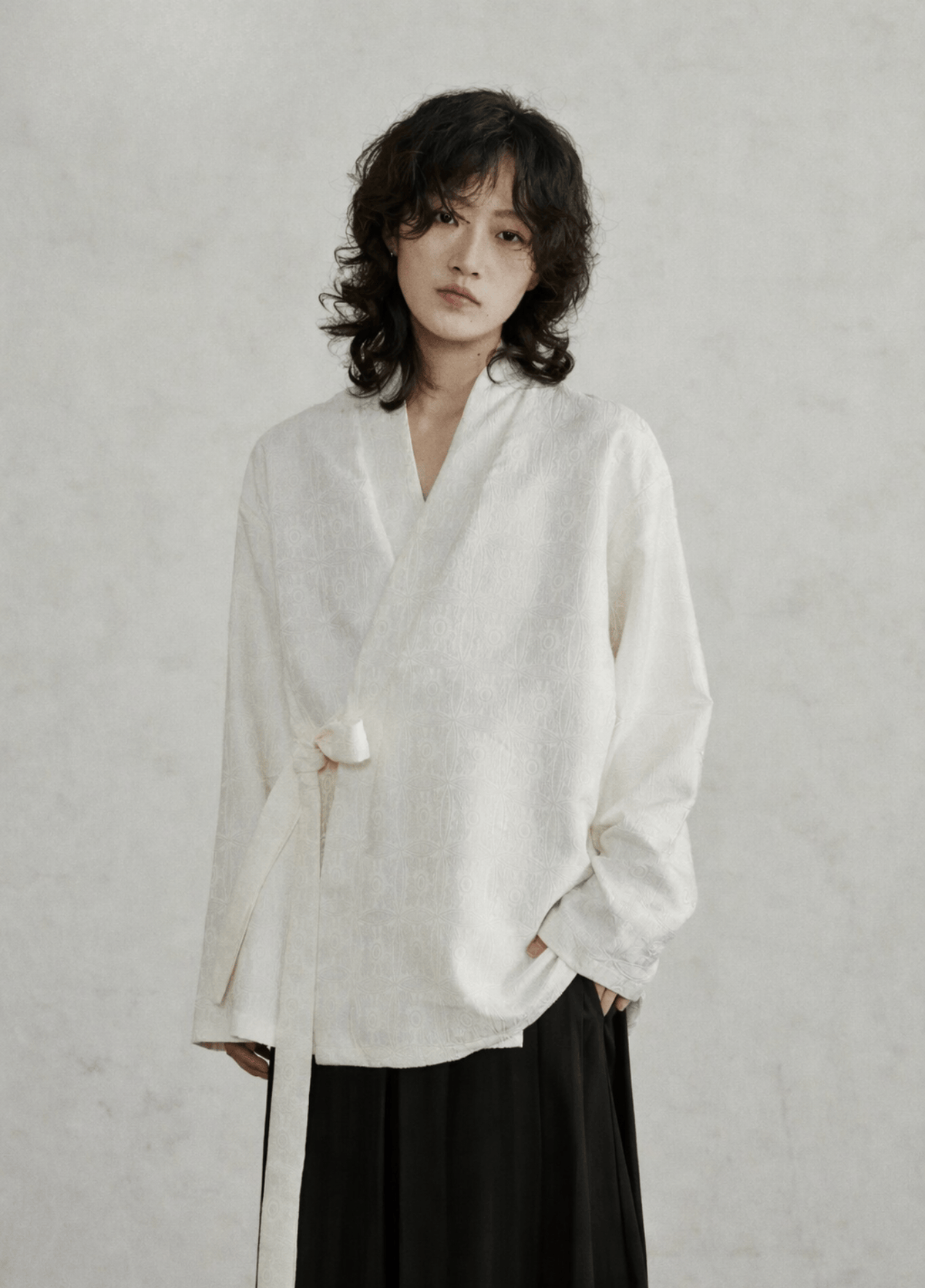 Veste kimono femme jacquard uni – Muji