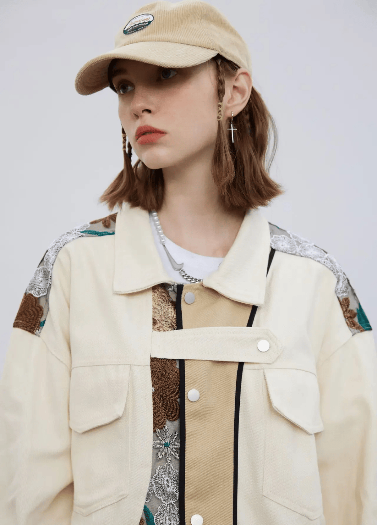 Veste kimono femme motif chrysanthème beige – Kiku Street