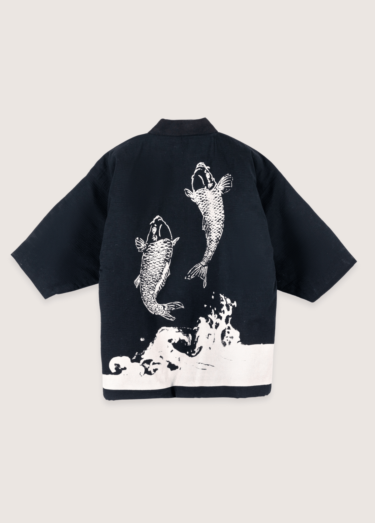 Veste kimono homme coton motif carpe koï noir – Carpe Koï Nipponne