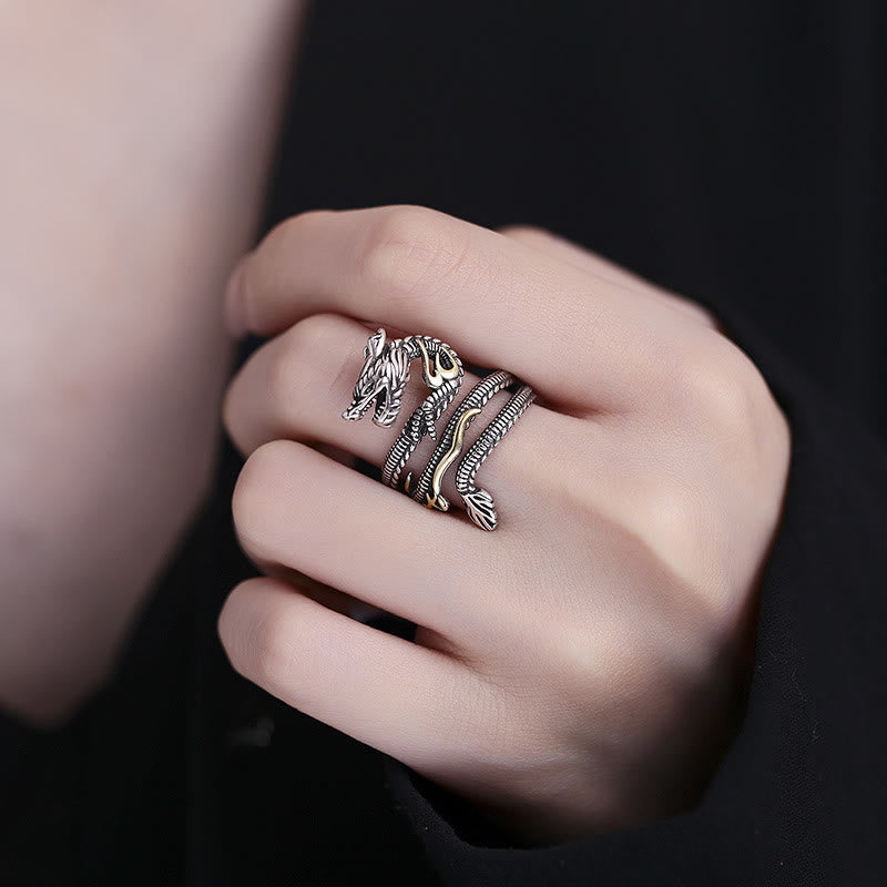 Bague Force Dragon Vintage en Cuivre – Anneau Ajustable Symbolique Unisexe