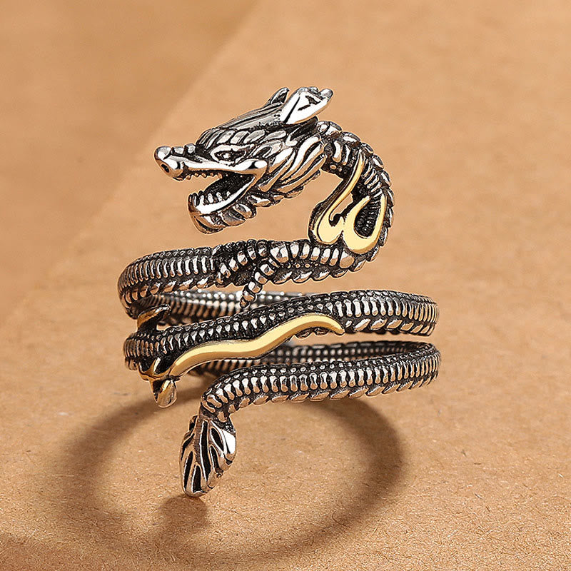 Bague Force Dragon Vintage en Cuivre – Anneau Ajustable Symbolique Unisexe
