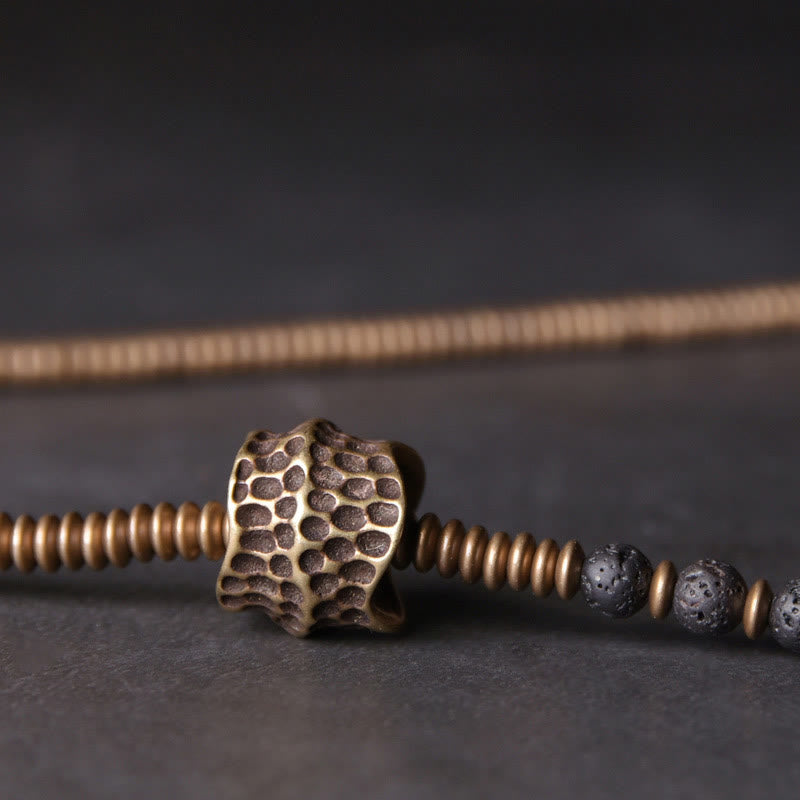 Bracelet Spirituel Vintage en Pierre de Lave & Cuivre