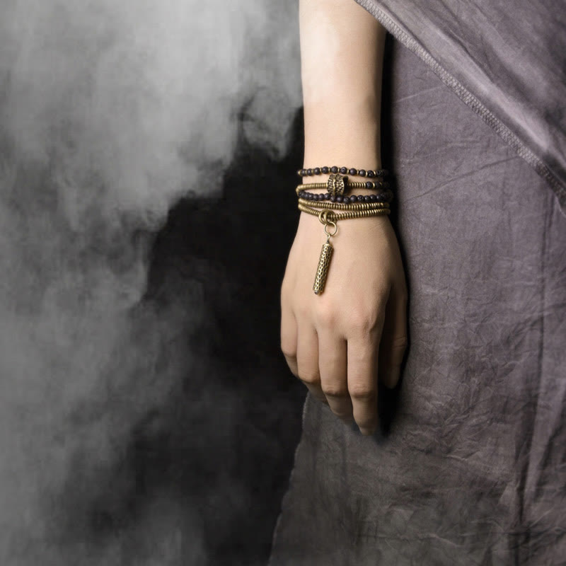 Bracelet Spirituel Vintage en Pierre de Lave & Cuivre
