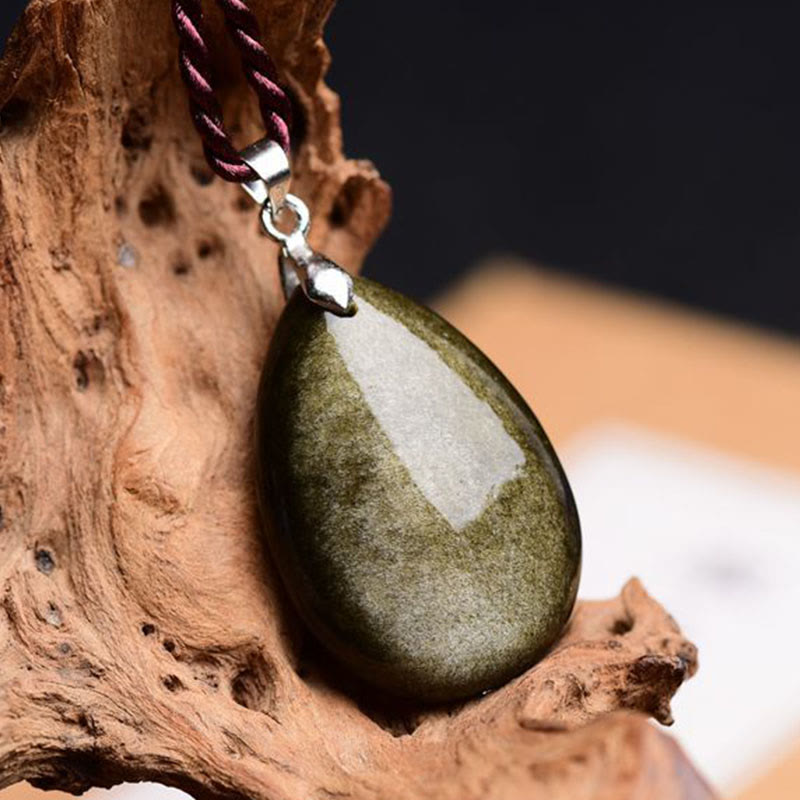 Collier Goutte d’Eau en Obsidienne Naturelle