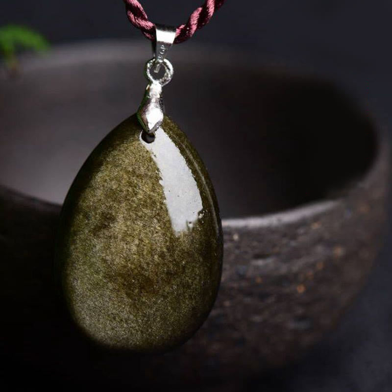 Collier Goutte d’Eau en Obsidienne Naturelle