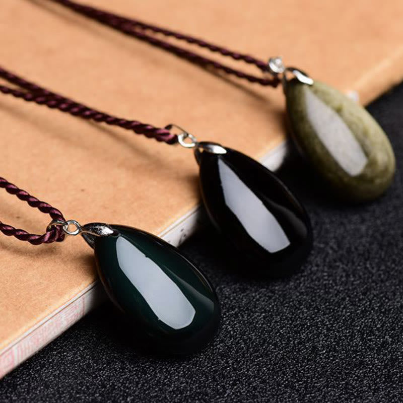Collier Goutte d’Eau en Obsidienne Naturelle