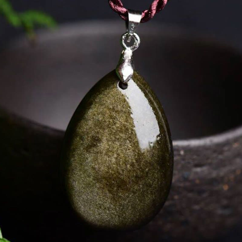 Collier Goutte d’Eau en Obsidienne Naturelle