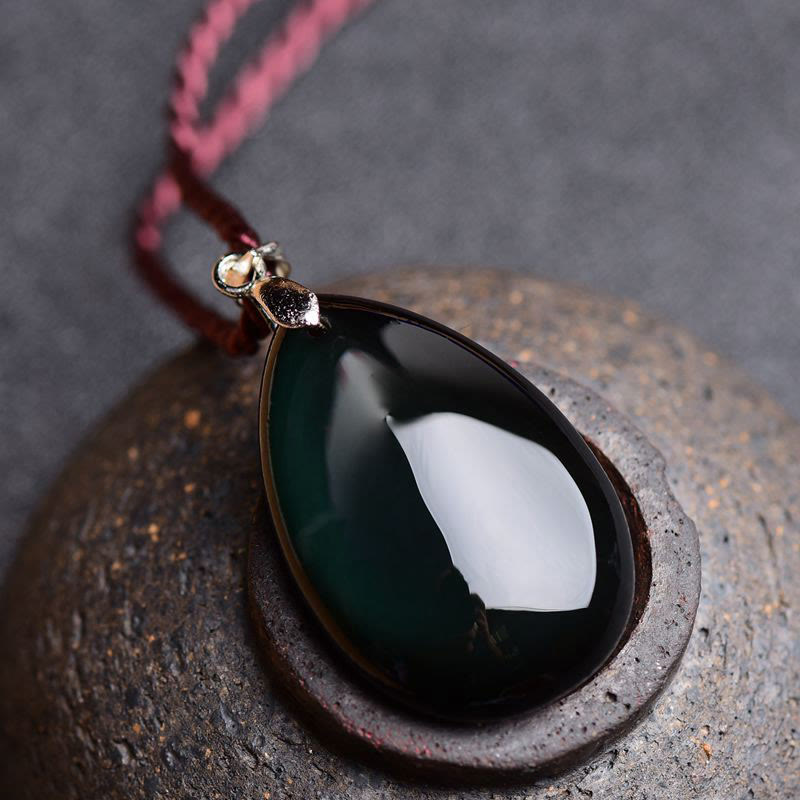 Collier Goutte d’Eau en Obsidienne Naturelle