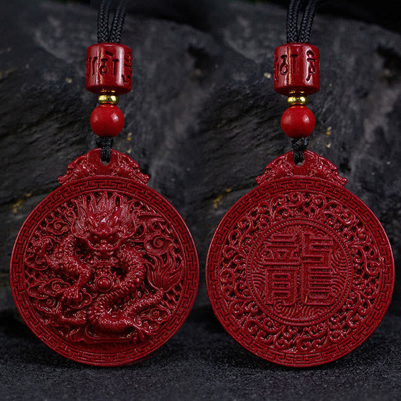 Collier Dragon de l’Année du Dragon en Cinabre Naturel