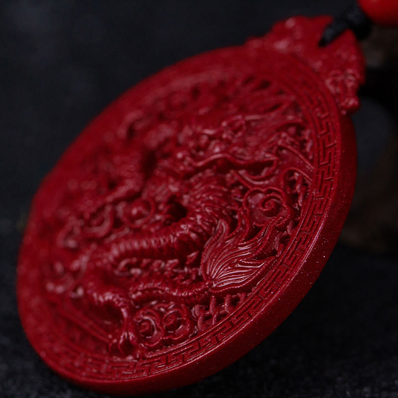 Collier Dragon de l’Année du Dragon en Cinabre Naturel
