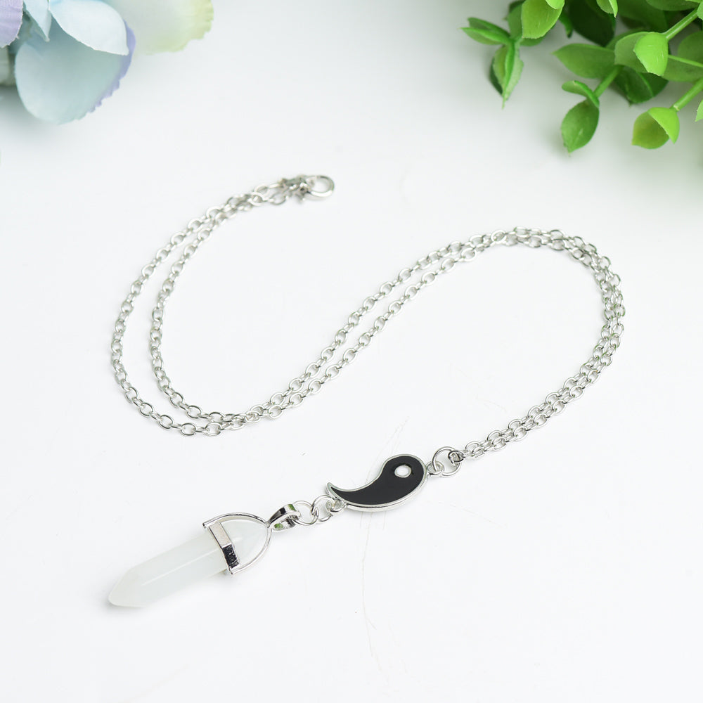 Collier Yin Yang en Cristal avec Chaîne Argentée
