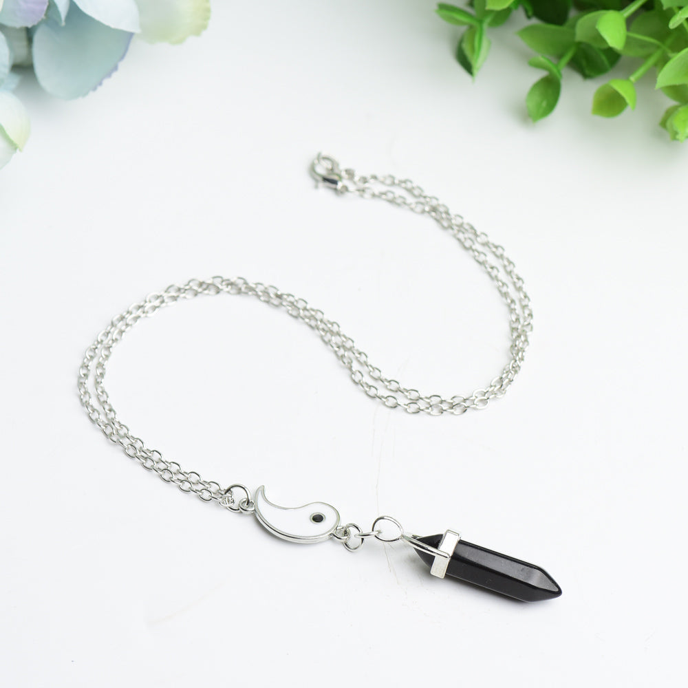 Collier Yin Yang en Cristal avec Chaîne Argentée