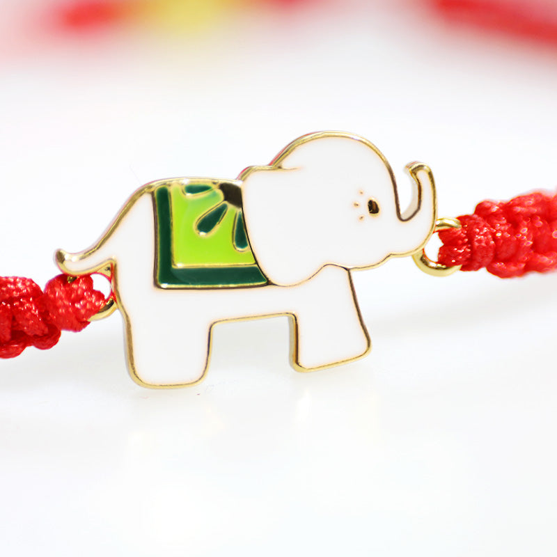 Bracelet Éléphant Argent 925 & Cordon Rouge Ajustable