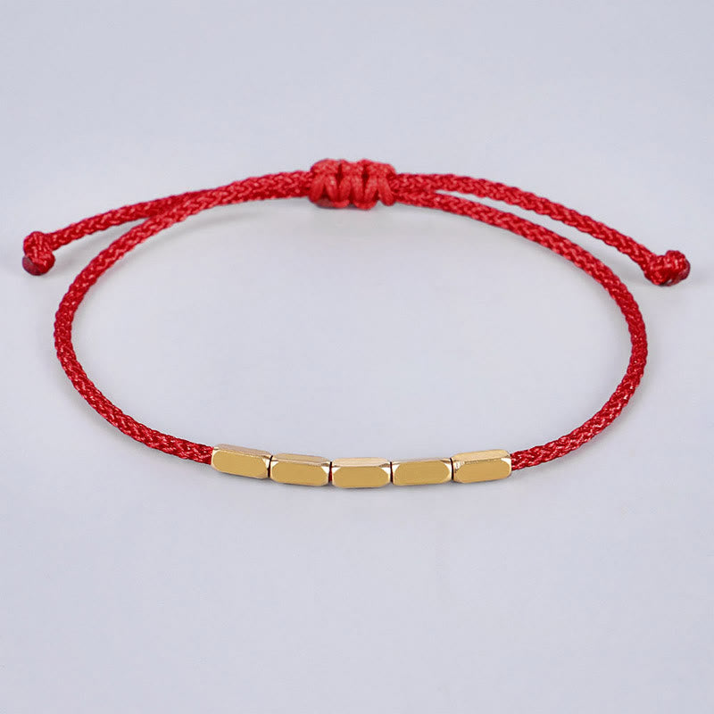 Bracelet de Protection en Fil Rouge & Perles de Cuivre, Ajustable