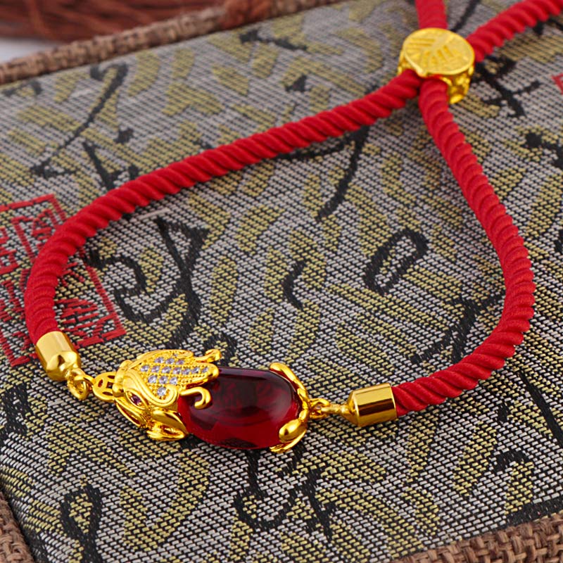 Bracelet Pixiu Ajustable en Agate Rouge | Abondance & Protection Symbolique
