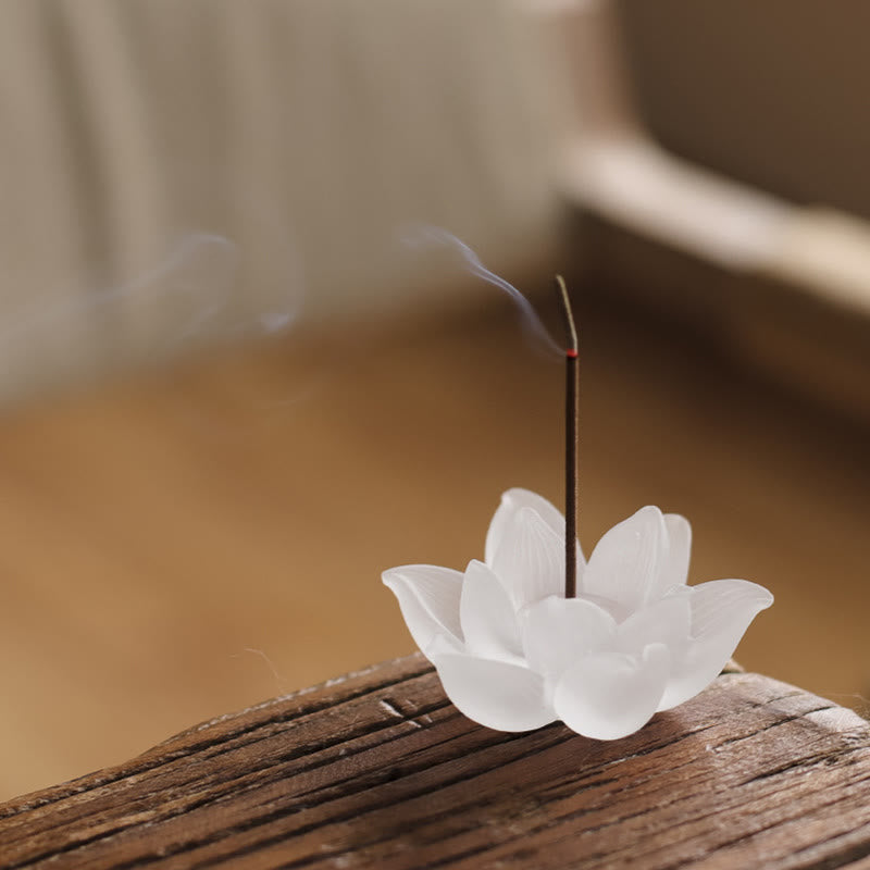 Porte-Encens Lotus Blanc en Cristal Liuli – Méditation & Sérénité