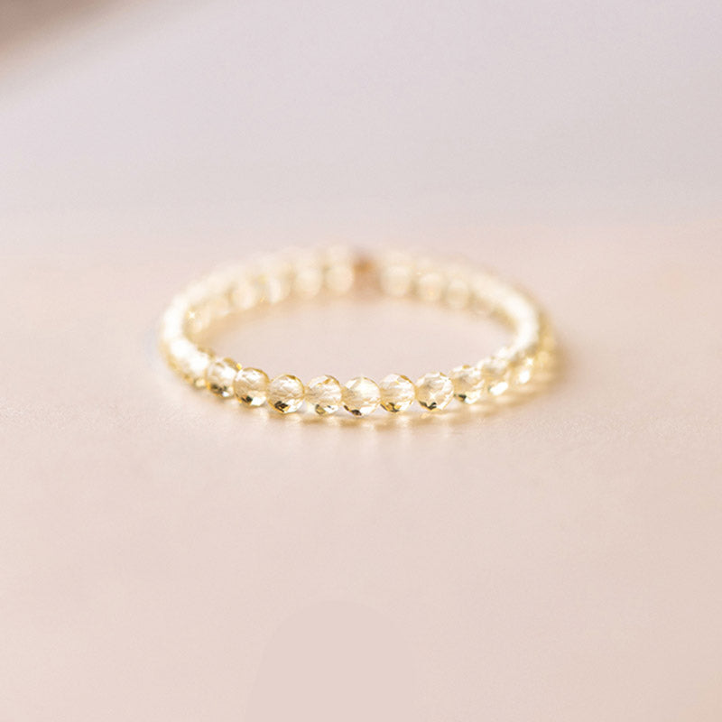 Bague Prospérité en Citrine Naturelle – Plaqué Or 14 Carats – Anneau Lumineux Unisexe