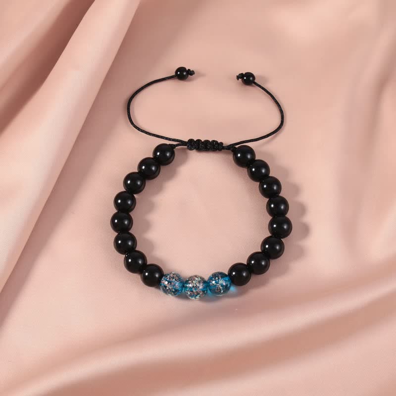 Bracelet Force en Obsidienne Noire 10 mm & Pierre Lumineuse | Protection & Ancrage