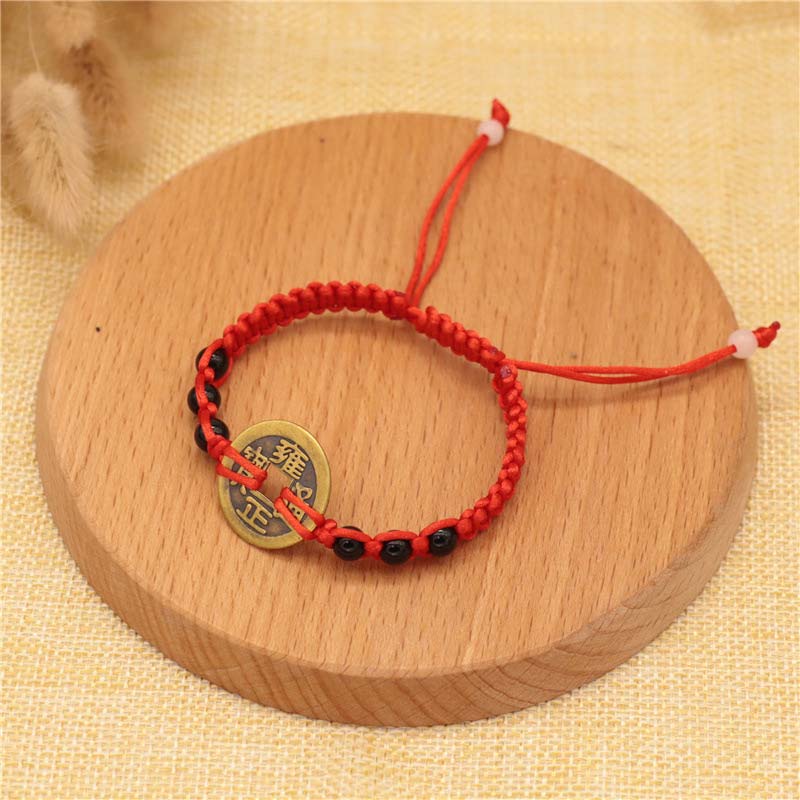 Bracelet Fil Rouge avec Pièce de Cuivre – Protection & Prospérité