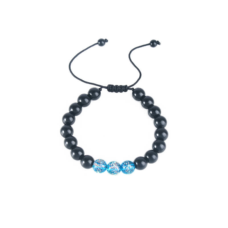 Bracelet Force en Obsidienne Noire 10 mm & Pierre Lumineuse | Protection & Ancrage