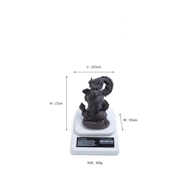 Porte-Encens Bouddha Dragon en Argile Pourpre 10,5 cm pour Méditation