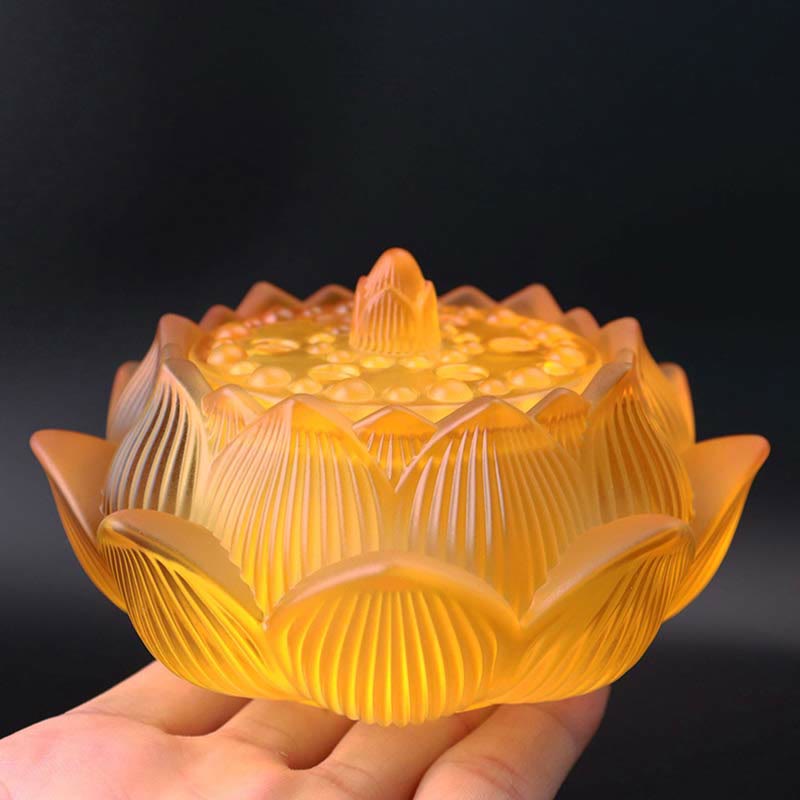 Brûleur d'encens de méditation de guérison en cristal de Lotus Liuli de Buddha Stones