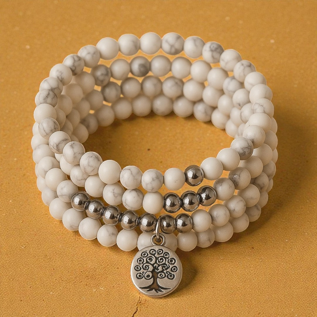 Bracelet Mala Bien-être Féminin en Howlite