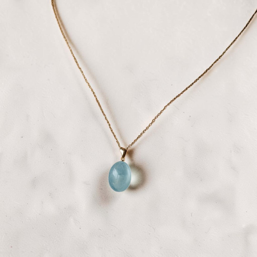 Pendentif Calme Profond en Aigue-Marine & Argent