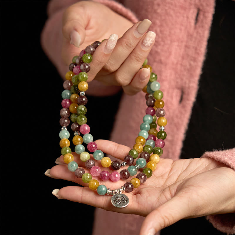 Bracelet Mala Sagesse Lotus en Tourmaline Naturelle – 108 Perles – Bracelet Spirituel Unisexe
