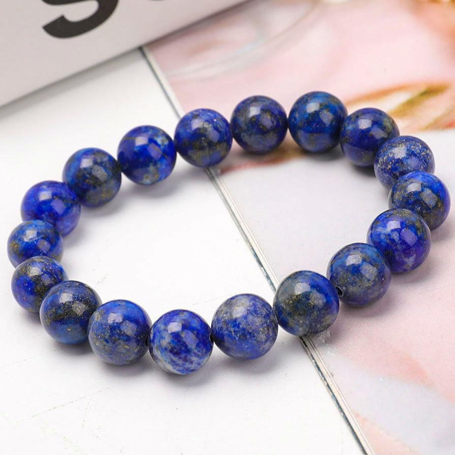 Bracelet en Lapis-Lazuli Naturel – Sagesse & Expression – Perles 10 mm