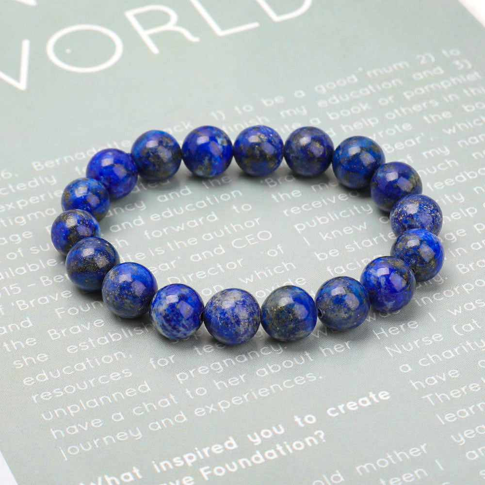 Bracelet en Lapis-Lazuli Naturel – Sagesse & Expression – Perles 10 mm