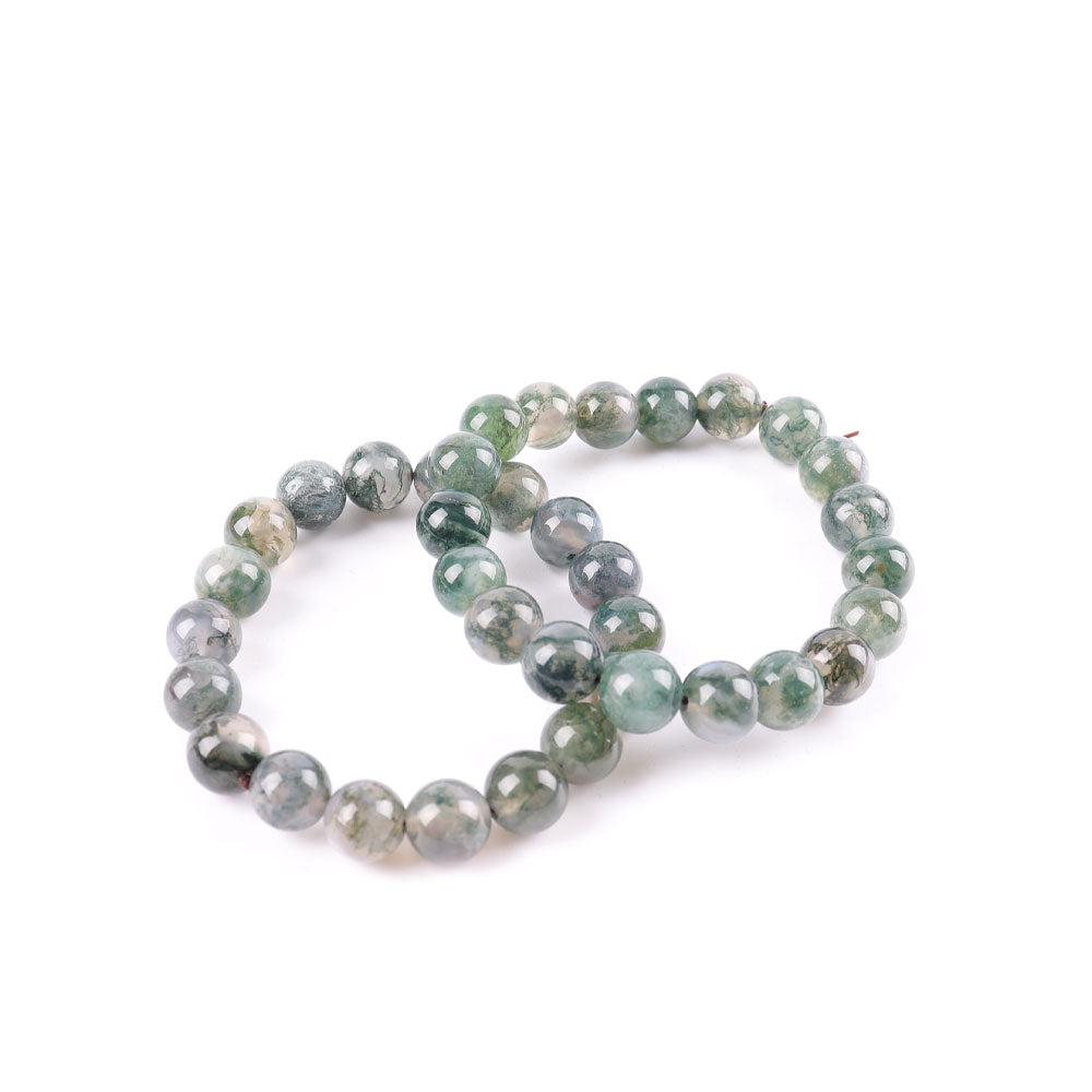 Bracelet en Agate Mousse Naturelle – Harmonie & Ancrage – Perles 10 mm