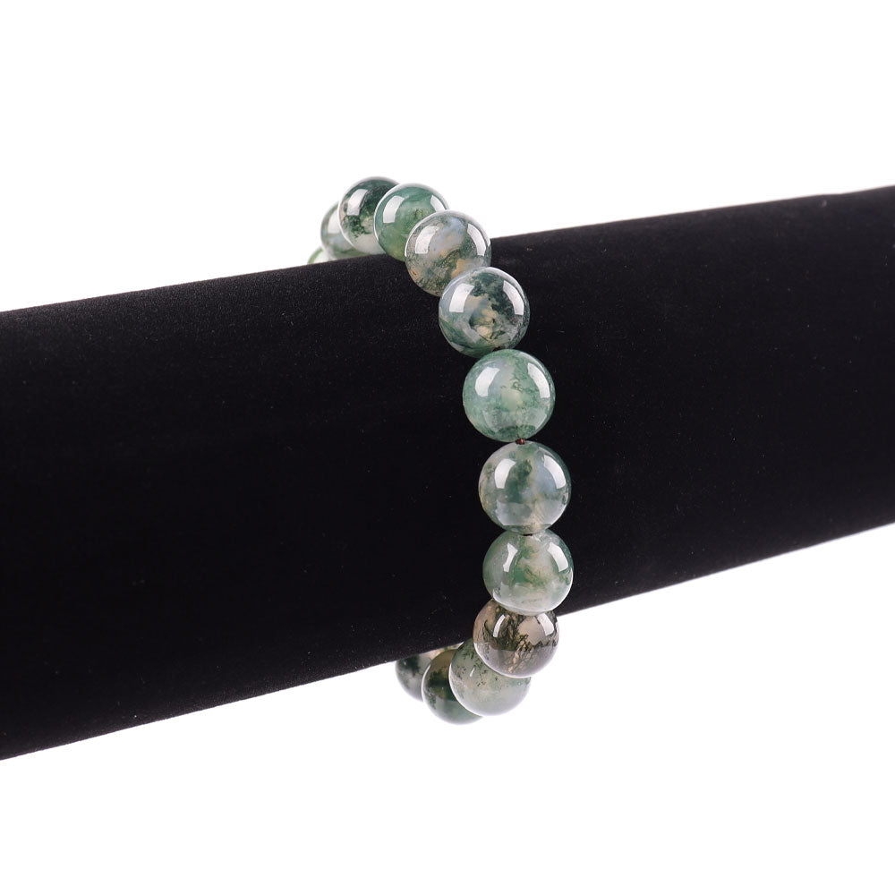 Bracelet en Agate Mousse Naturelle – Harmonie & Ancrage – Perles 10 mm