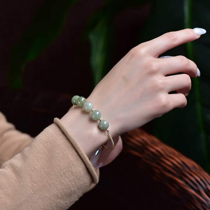 Bracelet Ajustable en Jade Naturel « Abondance & Prospérité »