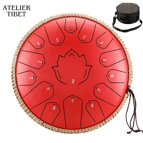 Tongue Drum « Lotus » – 15 notes, acier, instrument de percussion méditatif