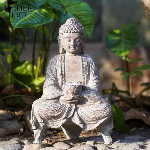 Statue Bouddha Solaire en Résine – Décoration Zen Intérieur / Extérieur