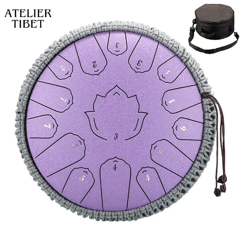 Tongue Drum « Lotus » – 15 notes, acier, instrument de percussion méditatif
