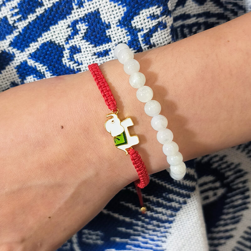 Bracelet Éléphant Argent 925 & Cordon Rouge Ajustable