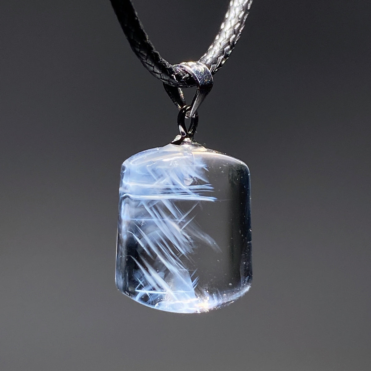Pendentif Quartz Aiguille Bleu Naturel & Argent 925