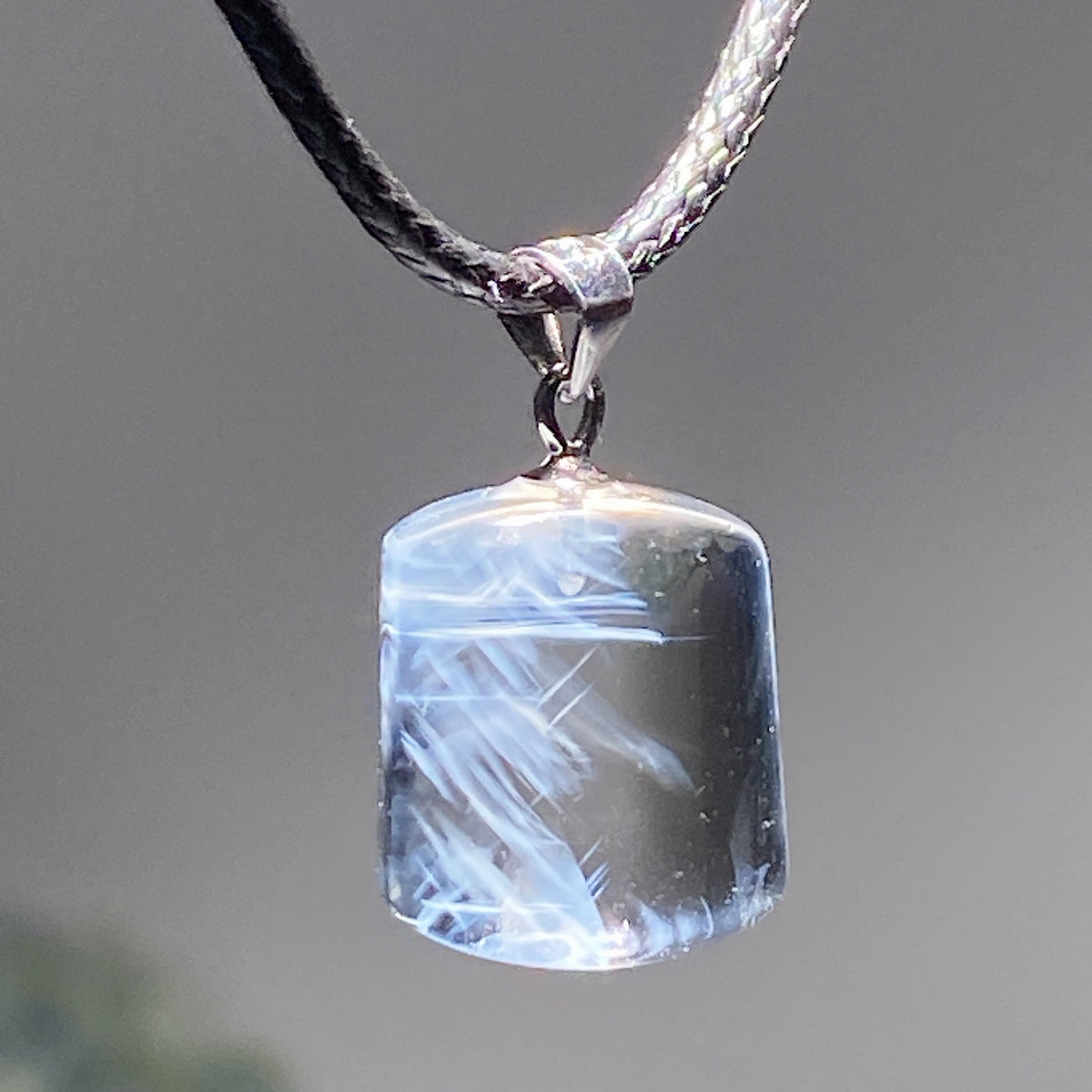 Pendentif Quartz Aiguille Bleu Naturel & Argent 925