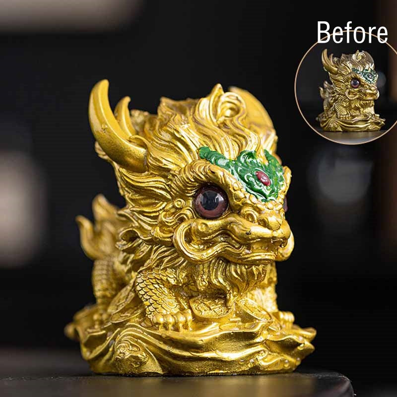 Pierres changeantes de couleur, petite figurine en résine Kirin pour décoration de maison