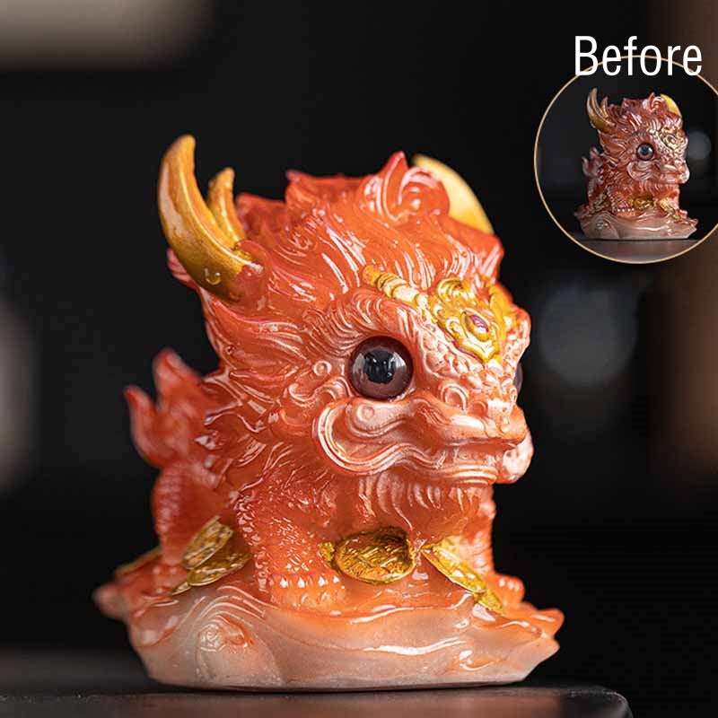 Pierres changeantes de couleur, petite figurine en résine Kirin pour décoration de maison