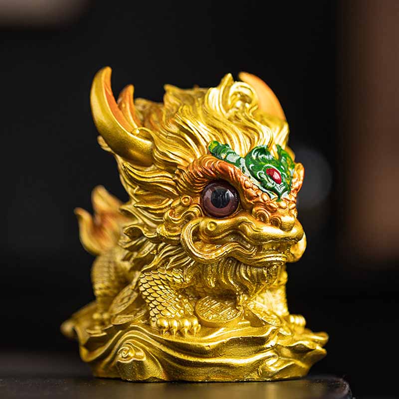 Pierres changeantes de couleur, petite figurine en résine Kirin pour décoration de maison