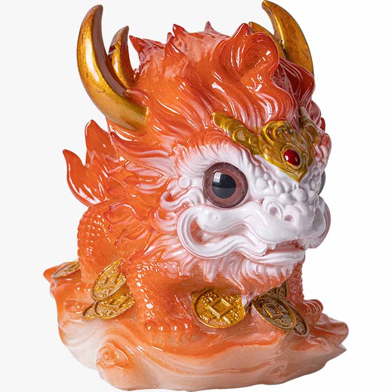 Pierres changeantes de couleur, petite figurine en résine Kirin pour décoration de maison