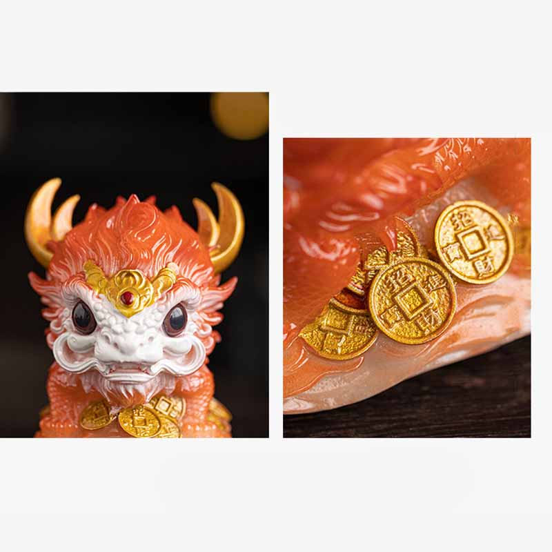 Pierres changeantes de couleur, petite figurine en résine Kirin pour décoration de maison