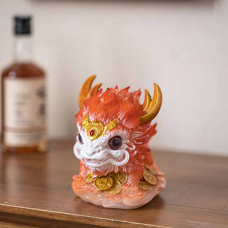 Pierres changeantes de couleur, petite figurine en résine Kirin pour décoration de maison