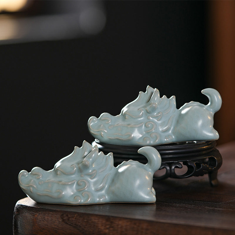 Année du Dragon Chance Thé en céramique Figurine pour animaux de compagnie Décoration de la maison