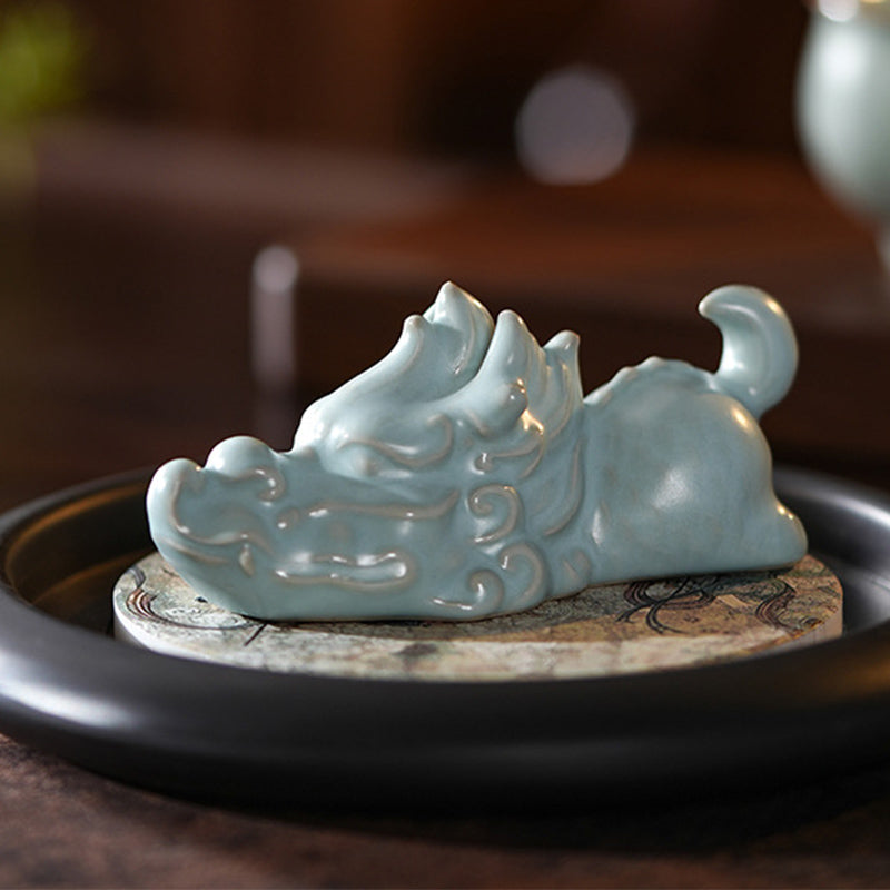 Année du Dragon Chance Thé en céramique Figurine pour animaux de compagnie Décoration de la maison