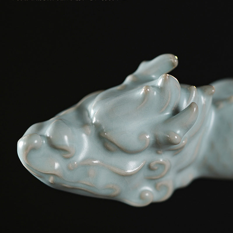 Année du Dragon Chance Thé en céramique Figurine pour animaux de compagnie Décoration de la maison