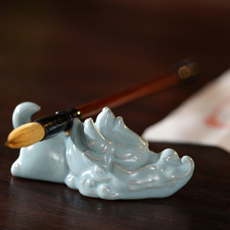 Année du Dragon Chance Thé en céramique Figurine pour animaux de compagnie Décoration de la maison
